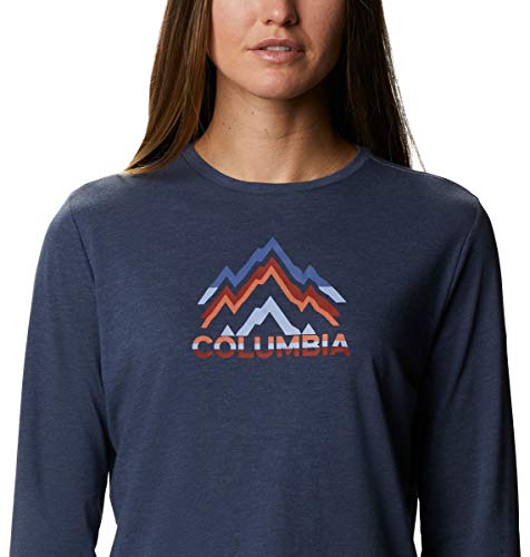 Columbia Autumn Trek Long Sleeve Relaxed tee Camiseta, Nocturnal Heather/Rigid Range, XXL para Mujer