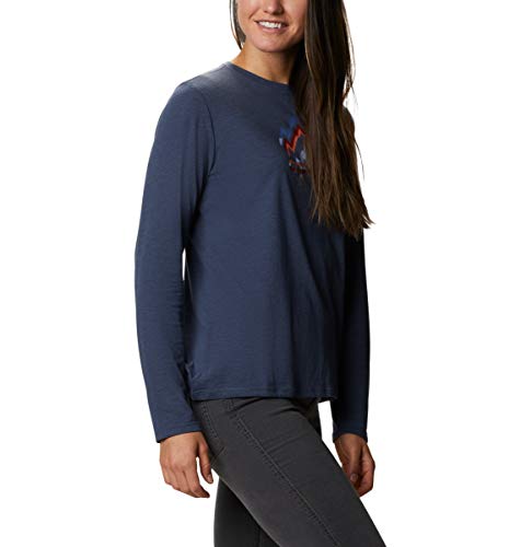Columbia Autumn Trek Long Sleeve Relaxed tee Camiseta, Nocturnal Heather/Rigid Range, XXL para Mujer