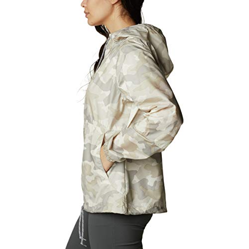 Columbia Flash Forward Chaqueta Cortavientos, Mujer, Blanco (Chalk Trad Camo Print), XL