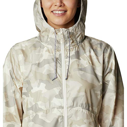 Columbia Flash Forward Chaqueta Cortavientos, Mujer, Blanco (Chalk Trad Camo Print), XL