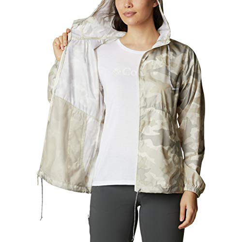 Columbia Flash Forward Chaqueta Cortavientos, Mujer, Blanco (Chalk Trad Camo Print), XL