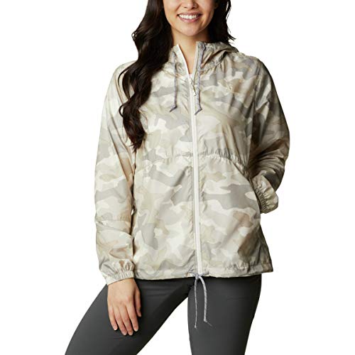 Columbia Flash Forward Chaqueta Cortavientos, Mujer, Blanco (Chalk Trad Camo Print), XL