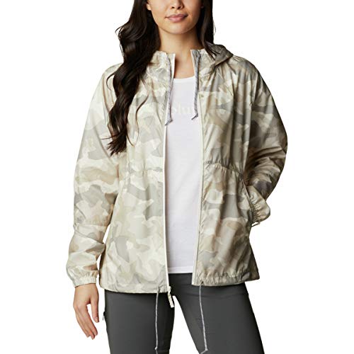 Columbia Flash Forward Chaqueta Cortavientos, Mujer, Blanco (Chalk Trad Camo Print), XL