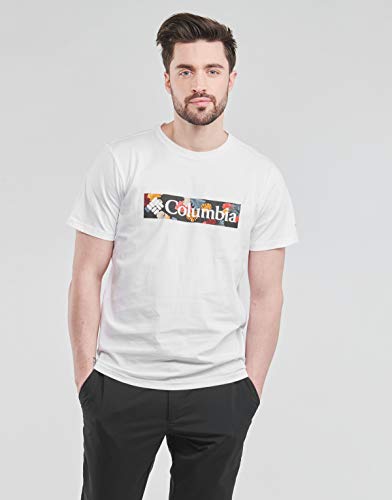 Columbia M Rapid Ridge Camiseta Estampada De Manga Corta, Hombre, White, Wildfire Framed Floral, XL