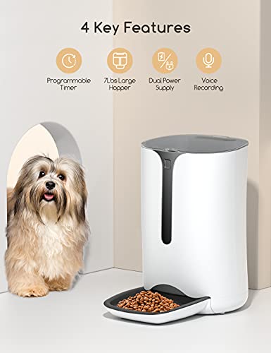 Comederos de Gatos Automáticos con Temporizador Alimentador Automático con Pantalla LCD Función de Control de Porciones y Grabación de Sonido con 6L para hasta 4 Comidas al día