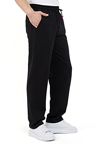 COMEOR Pantalones de chándal de algodón para hombre, pantalones largos de deporte, pantalones de entrenamiento, Negro , XXXL