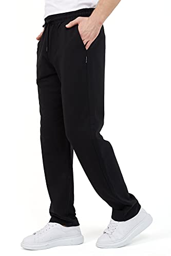 COMEOR Pantalones de chándal de algodón para hombre, pantalones largos de deporte, pantalones de entrenamiento, Negro , XXXL