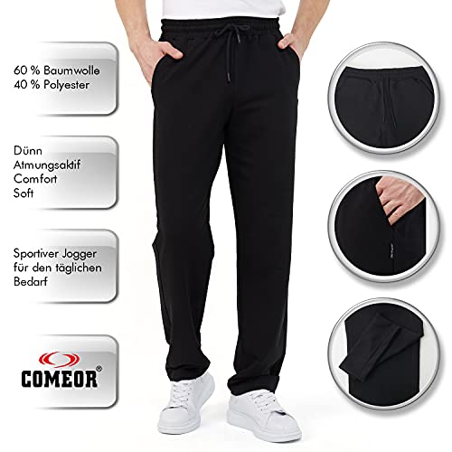 COMEOR Pantalones de chándal de algodón para hombre, pantalones largos de deporte, pantalones de entrenamiento, Negro , XXXL