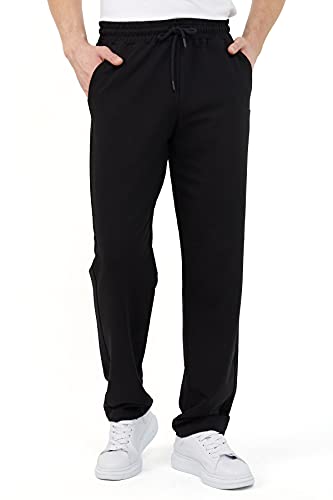 COMEOR Pantalones de chándal de algodón para hombre, pantalones largos de deporte, pantalones de entrenamiento, Negro , XXXL