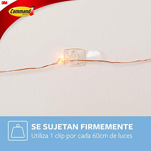 Command 17026CLR - Ganchos mini para decoración con tiras transparente, Pack de 20