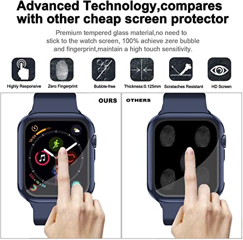 Compatible con Apple Watch 40mm Serie 6/SE/5/4 Funda+Cristal Templado, Qianyou PC Case y Vidrio Protector de Pantalla Integrados, Slim Cover de Bumper y Protector Pantalla (Azul)