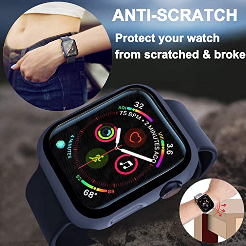 Compatible con Apple Watch 40mm Serie 6/SE/5/4 Funda+Cristal Templado, Qianyou PC Case y Vidrio Protector de Pantalla Integrados, Slim Cover de Bumper y Protector Pantalla (Azul)