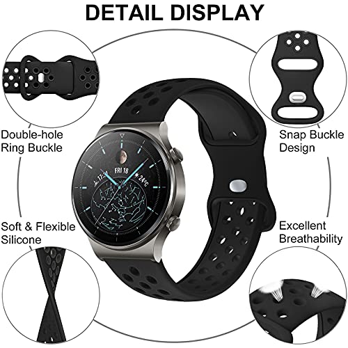 Compatible con Huawei Watch GT2 Pro Correa/Huawei Watch GT2 46mm Correa, 22mm Silicona Pulsera Deportiva Correa para Huawei Watch 3/Pro/Huawei Watch GT 2/GT Fashion/Sport/Active/Elegant/Classic