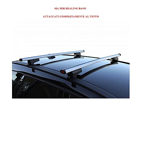 Compatible con Skoda Octavia Scout 5P 2018 Barras portaequipajes para techo de coche de 110 cm de aluminio + portabicicletas de techo para 1 bicicleta para realing altos y bajos