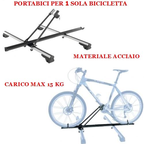 Compatible con Skoda Octavia Scout 5P 2018 Barras portaequipajes para techo de coche de 110 cm de aluminio + portabicicletas de techo para 1 bicicleta para realing altos y bajos