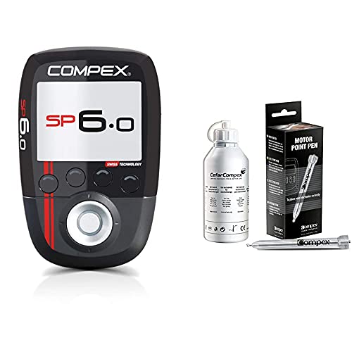 Compex SP 6.0. Electroestimulador, Negro, 23 Cm + Motor Point Lápiz De Punto Motor, Plateado, Standard