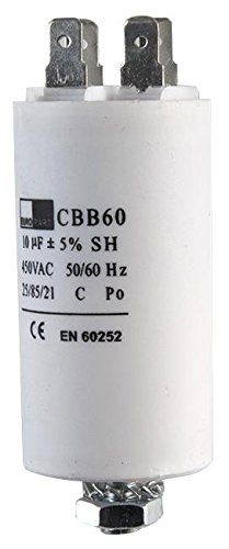 Condensador, 10Uf/10Mfd, 450VAC, Uni, compatible con Europart, compatible con condensadores de motor AC - 11-CA-10