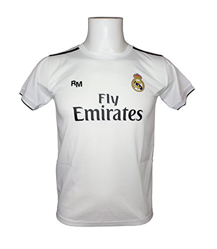 Conjunto Complet Infantil Real Madrid Réplica Oficial Licenciado de la Primera Equipación Temporada 2018-19 Sin Dorsal (14 años)