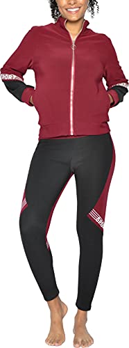 Conjunto de Chandal Mujer cálido Bloque de Color 2 Piezas para Otoño Invierno Sudadera de Manga Larga y Yoga Leggings de Cintura Alta, Negro L-XL