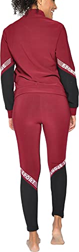 Conjunto de Chandal Mujer cálido Bloque de Color 2 Piezas para Otoño Invierno Sudadera de Manga Larga y Yoga Leggings de Cintura Alta, Negro L-XL