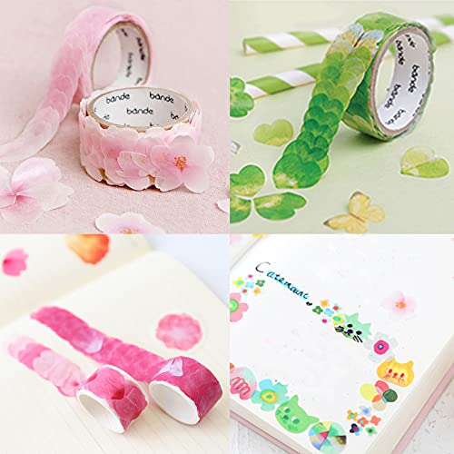 Conjunto De Cinta Washi Cinta De Papel Pétalo Pétalos Cinta Adhesiva Cinta Adhesiva Decorativa De Pétalos De Flores Pegatinas De Pétalos De Flores Multicolores Para Diy Crafts Scrapbooking, 4 Rollo