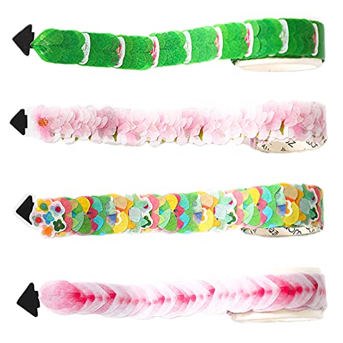 Conjunto De Cinta Washi Cinta De Papel Pétalo Pétalos Cinta Adhesiva Cinta Adhesiva Decorativa De Pétalos De Flores Pegatinas De Pétalos De Flores Multicolores Para Diy Crafts Scrapbooking, 4 Rollo