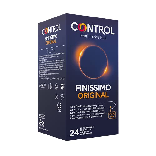 Control Finissimo - Caja de condones muy finos, gama sensibilidad, lubricados, ajuste perfecto, sexo seguro, 24 unidades (pack ahorro)