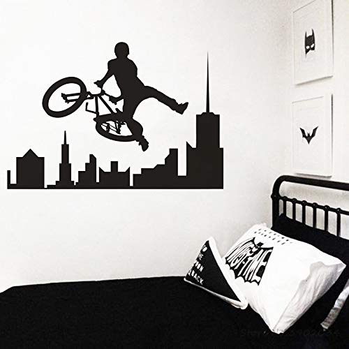 Cool bike sport wall art decal extreme city bike sport vinilo etiqueta de la pared decoración interior del hogar chico adolescente pared decoración del hogar mural A5 42x29cm