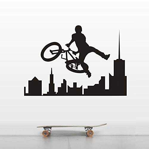 Cool bike sport wall art decal extreme city bike sport vinilo etiqueta de la pared decoración interior del hogar chico adolescente pared decoración del hogar mural A5 42x29cm