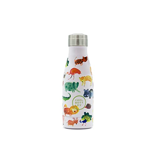 Cool Bottles - Botella de Agua de Acero Inoxidable - 260 ml - African Safari- Botella de Agua para Niños - 26,5x7cm- Bebidas frías 36 horas y calientes 18 horas - Libre de BPA - Triple-Cool Technology