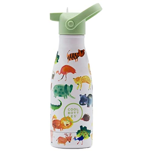 Cool Bottles - Botella de Agua de Acero Inoxidable - 260 ml - African Safari- Botella de Agua para Niños - 26,5x7cm- Bebidas frías 36 horas y calientes 18 horas - Libre de BPA - Triple-Cool Technology