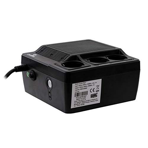 CoolBox SCUDO600 - SAI/UPS Sistema de alimentación ininterrumpida de 600VA/300W con 3 Schukos. Color Negro