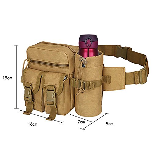 COOLEAD Bolso Cintura Hombre Militar Táctico Mochila Cintura Unisex Durable Impermeable Waist Pack Tela Oxford Macuto Senderismo con Bosillo de Botella Riñonera de Marcha para Viaje Bicicleta Camping