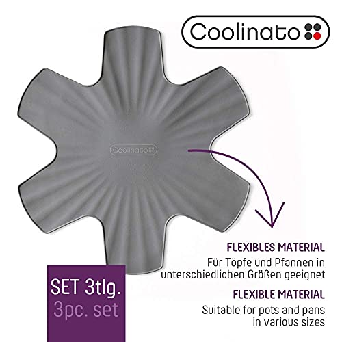 Coolinato Protector de Silicona para la Olla, Juego de 3 Protectores de Olla Protector de Olla apilable, Apto para lavavajillas, 35 cm, Gris