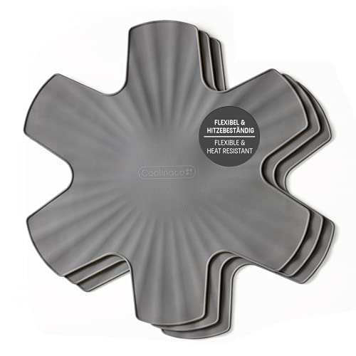 Coolinato Protector de Silicona para la Olla, Juego de 3 Protectores de Olla Protector de Olla apilable, Apto para lavavajillas, 35 cm, Gris