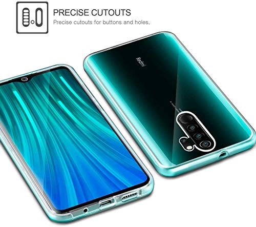 COPHONE - Funda para Xiaomi Redmi Note 8 Pro 100%Transparente 360 Grados Protección Completa Delantera Suave de silicona+ Trasera rígida. Funda táctil 360 Grados antigolpes para Redmi Note 8 PRo