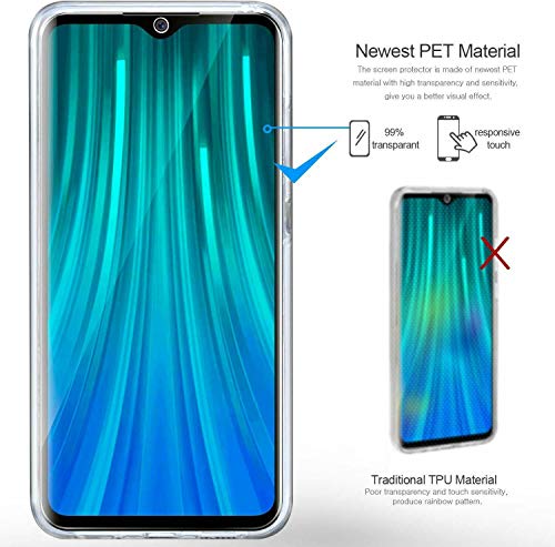 COPHONE - Funda para Xiaomi Redmi Note 8 Pro 100%Transparente 360 Grados Protección Completa Delantera Suave de silicona+ Trasera rígida. Funda táctil 360 Grados antigolpes para Redmi Note 8 PRo