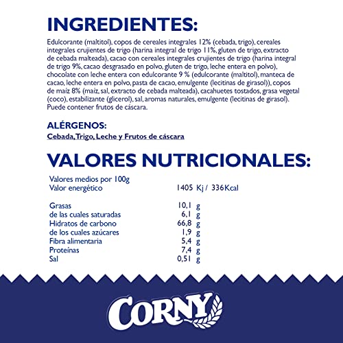 Corny Barritas 0 % de Chocolate con Leche, 6 x 20 g