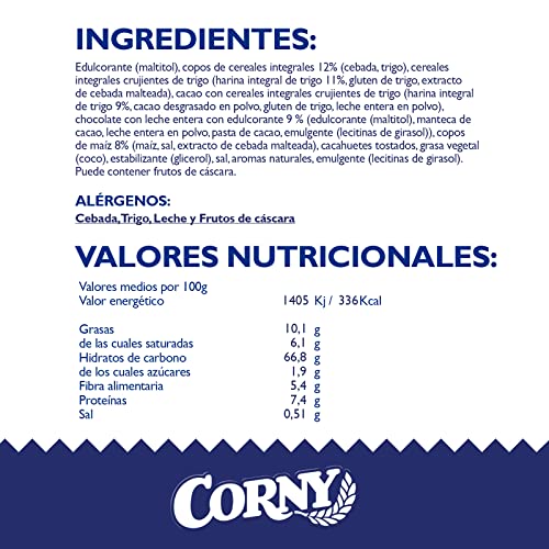 Corny Barritas 0 % de Chocolate con Leche, 6 x 20 g