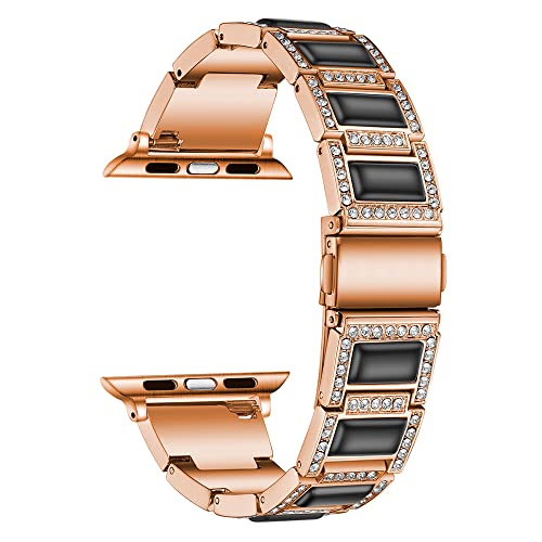 Correa De Metal Compatible con Apple Watch Series SE 7/6/5/4/3/2/1 Bling Resin Rhinestone Correas De Pulsera De Repuesto De Metal Correa De Repuesto De Acero Inoxidable,B,42/44/45mm