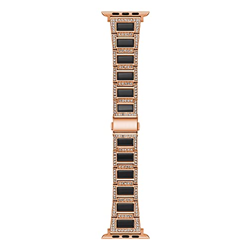 Correa De Metal Compatible con Apple Watch Series SE 7/6/5/4/3/2/1 Bling Resin Rhinestone Correas De Pulsera De Repuesto De Metal Correa De Repuesto De Acero Inoxidable,B,42/44/45mm
