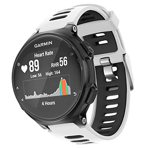 Correa de reloj compatible con Garmin Forerunner 735XT 220 230 235 620 630 Approach S20 S5 S6 Banda de silicona suave con hebilla de metal para accesorio de reloj inteligente Garmin (blanco)