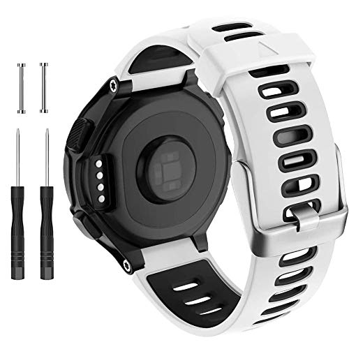 Correa de reloj compatible con Garmin Forerunner 735XT 220 230 235 620 630 Approach S20 S5 S6 Banda de silicona suave con hebilla de metal para accesorio de reloj inteligente Garmin (blanco)