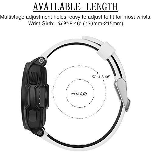 Correa de reloj compatible con Garmin Forerunner 735XT 220 230 235 620 630 Approach S20 S5 S6 Banda de silicona suave con hebilla de metal para accesorio de reloj inteligente Garmin (blanco)