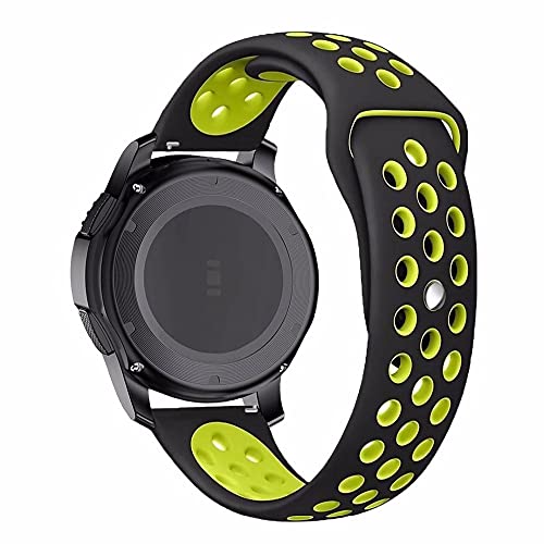 Correa Deportiva Bicolor para Garmin Forerunner 245/245 Music/Vivoactive 3 Music/Vívomove HR/Forerunner 645 Music - Silicona Suave y Resistente (Negro/Verde)