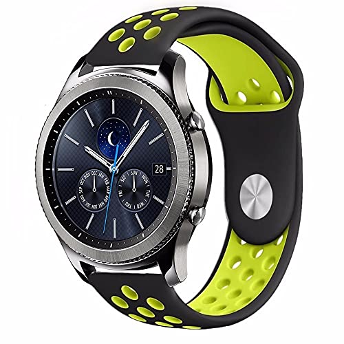 Correa Deportiva Bicolor para Garmin Forerunner 245/245 Music/Vivoactive 3 Music/Vívomove HR/Forerunner 645 Music - Silicona Suave y Resistente (Negro/Verde)