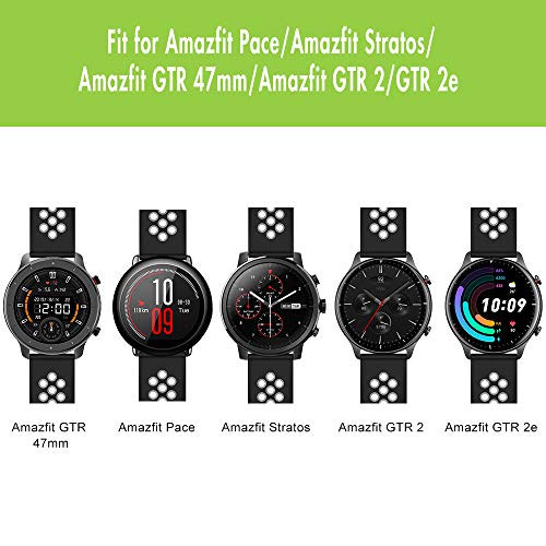 Correa para Amazfit Stratos Pulsera, 22mm Silicona Suave Reemplazar Banda Pulsera para Amazfit Pace/Amazfit Stratos/2/2S/Amazfit GTR 47m/Amazfit GTR 2/GTR 2e