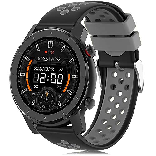 Correa para Amazfit Stratos Pulsera, 22mm Silicona Suave Reemplazar Banda Pulsera para Amazfit Pace/Amazfit Stratos/2/2S/Amazfit GTR 47m/Amazfit GTR 2/GTR 2e