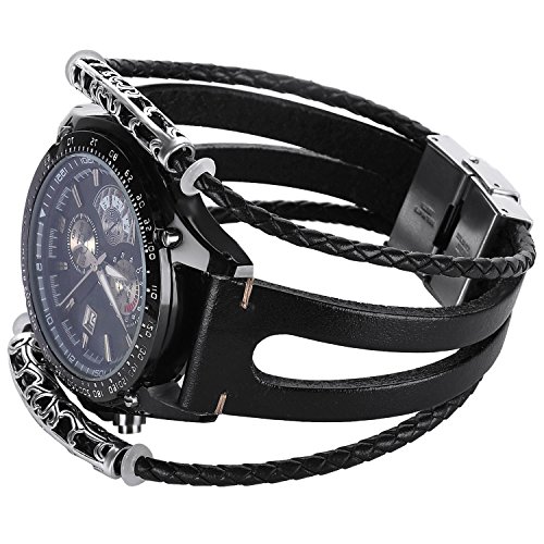 Correa para Samsung Gear S3 Frontier pulsera cuero, pulsera para Samsung Gear S3 Classic Frontier Correas de repuesto Simple Design- Negro