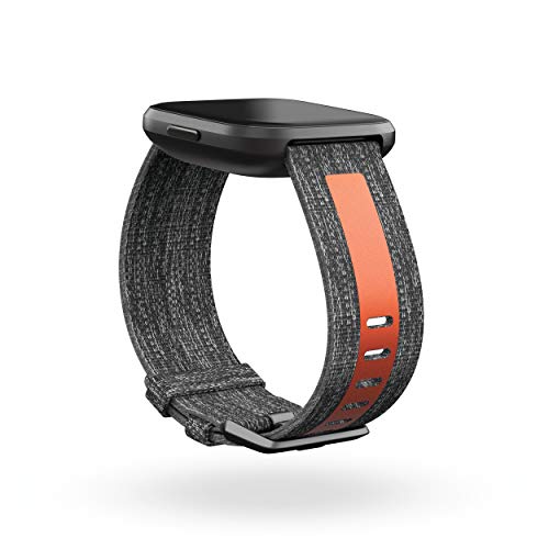 Correas textiles para Fitbit Versa 2, Gris carbón/Naranja, Talla Grande